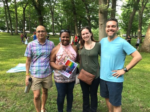 Group smiling at the IOWA CITY PRIDE PICNIC