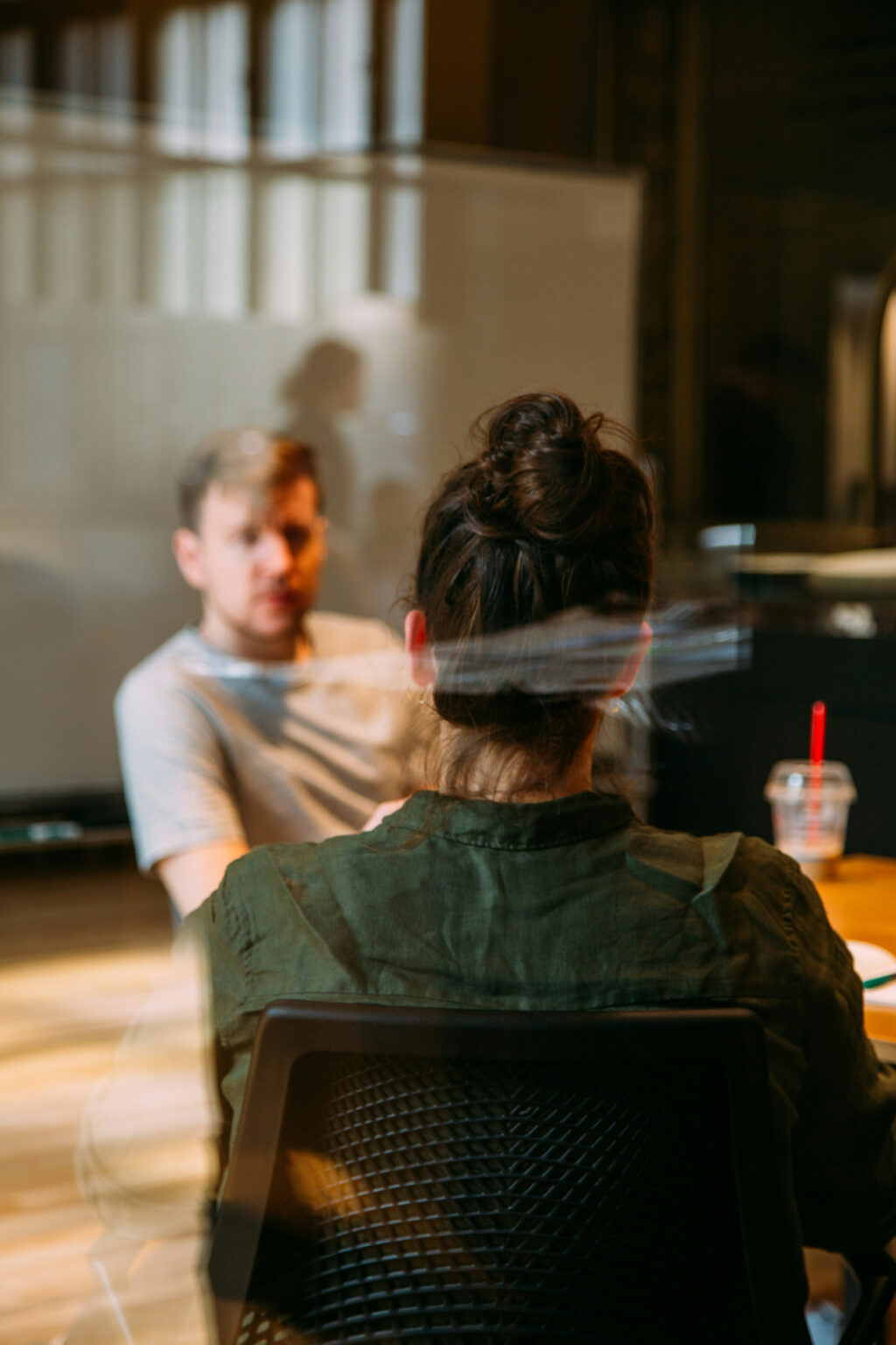 Two colleagues working in an office.